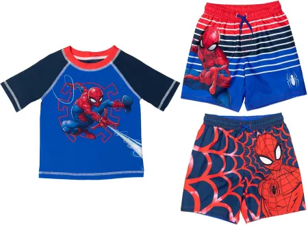 Spider-Man Pullover Rash Guard and Swim Trunks Toddler to Big Kid