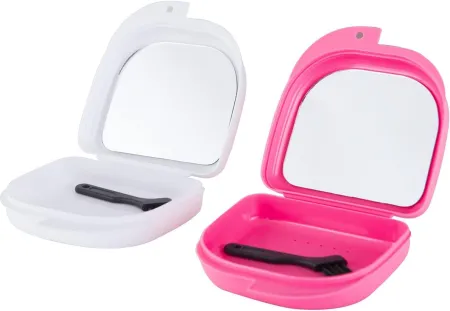 Retainer Case with Mirror, Mouth Guard Case, Orthodontic Dental Retainer Box, Denture Storage Container, Comes with a fr