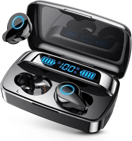 PIFFA Bluetooth Headphones Wireless Earbuds, 132Hr Playtime Sports Ear Buds with 1800mAh Digital Display Charging Case, 