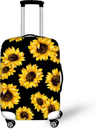 Travel Dust-proof Suitcase Cover Sunflower Print Clear Luggage Cover Protector Tsa Approved for 18-22inch