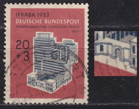 BUND 1953 NR. 172 PLATTENFEHLER SCHANTL f39 - RUNDSTEMPEL