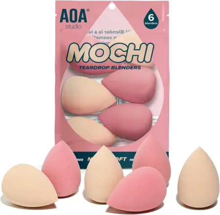 AOA Studio Collection Makeup Mochi Sponge Set Blender Latex Free and High-definition of 6 For Powder Cream Liquid Wonder