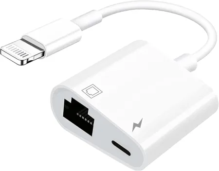 [Apple MFi Certified] Lightning to Ethernet Adapter with Charging, 2 in 1 RJ45 Ethernet LAN Network Adapter Compatible w