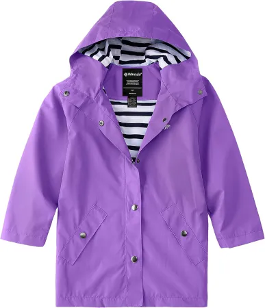 Kid Boys & Girls' Rain Jacket Lightweight Windbreaker with Hood Waterproof Packable Rain Coat