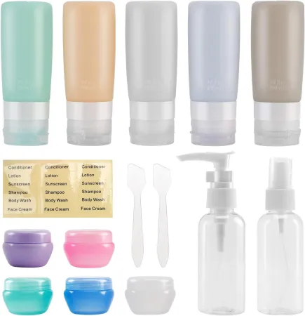 Beveetio Travel Bottles TSA Approved 15 Pack,2.9oz Silicone Refillable Size Containers, BPA Free Travel Tubes Toiletries