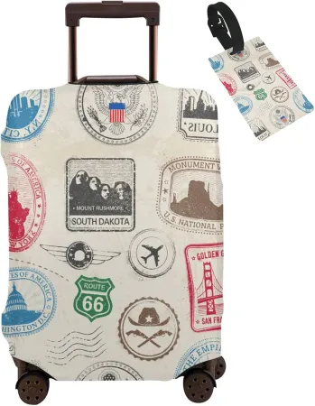 Travel Suitcase Protector African American Girl Stamp Map Elastic Protective Washable Luggage Cover With Concealed Zippe