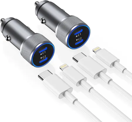 Apple Car Charger iPhone,iPhone Fast Car Charger【2Pack】Dual Port USB C Charger Car Adapter [Apple MFi Certfied] Super Qu