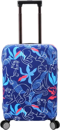 Travel Luggage Cover Protector Washable Suitcase Cover For 27-30 Inch Luggage (L, Blue,Leopard)