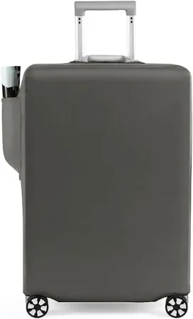 Travel Luggage Cover Gray Printed with Pocket Suitcase Cover Fits 22-25 Inch