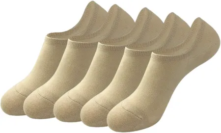 No Show Socks for Men Cotton Thin Non Slip Low Cut Flat Liner Socks Invisible Casual Boat Socks Pack 5