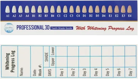 6 Pack Professional 3D Teeth Shade Guide with Whitening Daily Progress Log by Accu White (6 Pack, 6 Week Supplies)