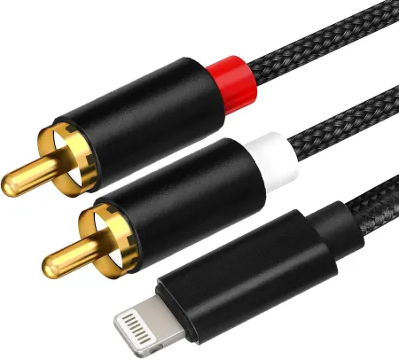 [Apple MFi Certified] Lightning to RCA Cable Audio Aux Adapter，2-Male Y Splitter Aux Cord Compatible with iPhone 14 13 1