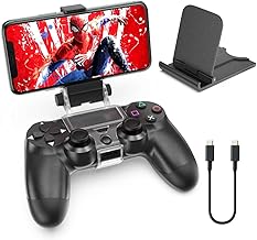 OIVO PS4 Controller Phone Mount Clip for Rmote Play, Mobile Gaming Clamp Bracket Phone Holder with Adjustable Stand Comp