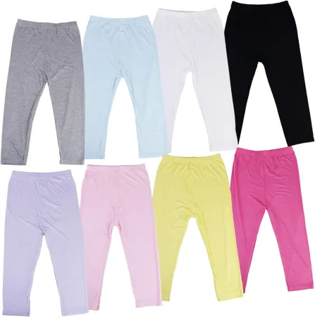 8 Pieces Girls' Capris Leggings Cotton Cropped Leggings School Uniform Pants for Girls, 8 Colors