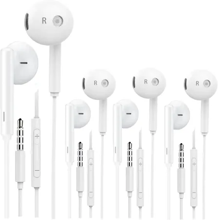 wutellinn 4 Pack Earbuds Wired in-Ear Headphones with Tangle-Free Cord, Comfortable in The Ear, Deep Noise Reduction Cle