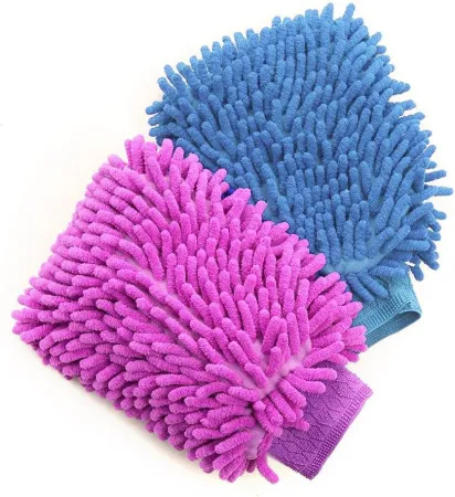 House Cleaning and Car Washing Gloves, Home Dusting Microfiber Mitts, Wash Clean Polish Faster (2-Pack, Pink/Blue)