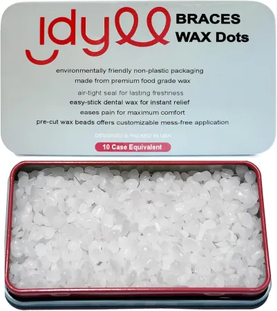 Braces Wax Ortho Dots - Unscented Dental Wax Mini Dots for Braces - Includes environmentally friendly metal storage case