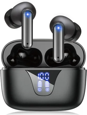 ZIUTY Wireless Earbuds, Bluetooth 5.3 Headphones 50H Playtime with LED Digital Display Charging Case, IPX5 Sweatproof Co