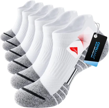 No Show Running Athletic Socks Coolmax Moisture Wicking Compression Cushioned Socks for Mens Women 3 Pairs