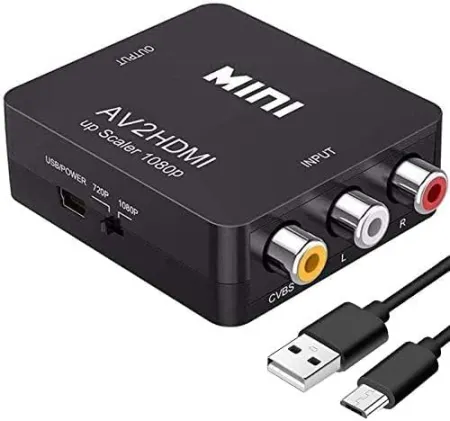 YUANLY RCA to HDMI Converter,AV to HDMI, 1080P RCA Composite CVBS AV to HDMI Video Audio Converter Adapter Supporting PA