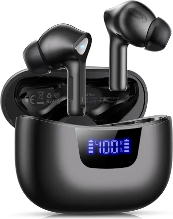 Wireless Earbuds Bluetooth V5.3 Headphones 50H Playback Deep Bass Stereo Ear Buds with LED Power Display Charging Case I