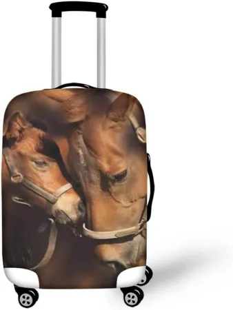 Travel Suitcase Covers Brown Horse Print Baggage Case Cover Protector Fit 22-24 Inch Luggage