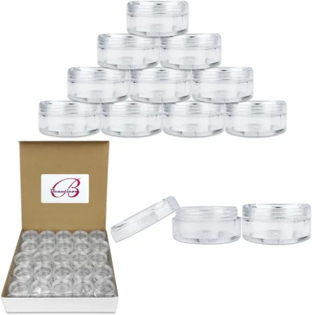 50 New Empty 5 Grams Acrylic Clear Round Jars - BPA Free Containers for Cosmetic, Lotion, Cream, Makeup, Bead, Eye shado