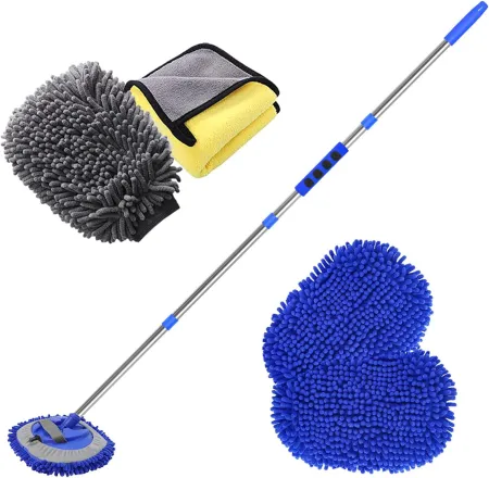 Car Wash Brush with Long Handle 62"/18" Microfiber Car Wash Brush,Soft Car Wash Mop Car Wash Mitt Scratch-Free Car Wash 