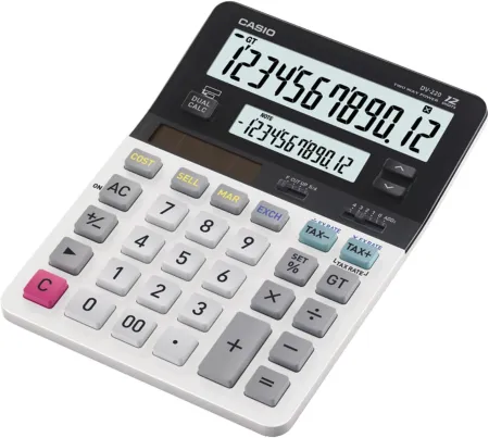 Casio DV-220, Business Desk Calculator, Dual Big Display, White/black