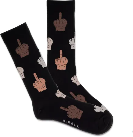 K. Bell Mens Middle Finger Update Crew Socks