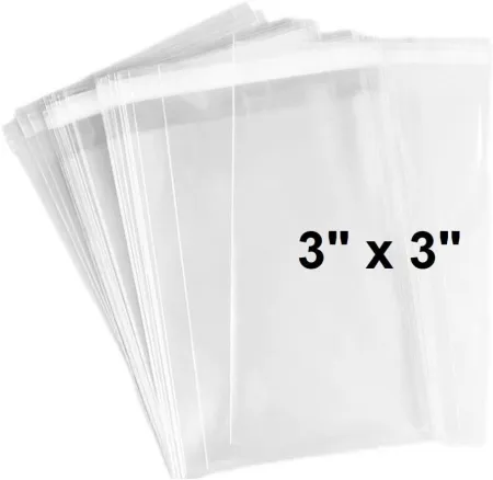 200 Pack 3" x 3" clear resealable cellophane bags - 1.4 MIL thick glossy self seal cello bag for gifts, food, soap, cand