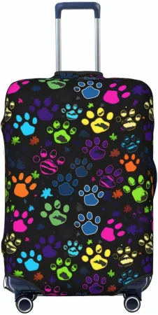 Travel Luggage Cover Abstract Colorful Dog Paw Print Luggage Suitcase Protector Baggage Fit 29-32 Inch