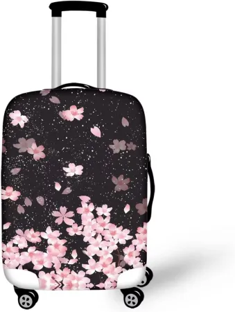 Travel Luggage Cover Cherry Blossom Washable Spandex Travevl Luggage Protector Baggage Suitcase Cover Apply to 18-32 Inc