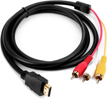 Marmoin HDMI to RCA Cable, 1080P 5ft HDMI Male to 3-RCA Video Audio AV Cable Connector Adapter One-Way Transmitter for T
