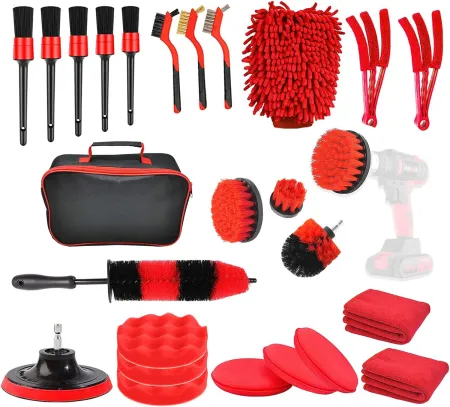 26Pcs Car Detailing Kit, Car Detailing Brush Set, Auto Detailing Drill Brush Set,Car Detailing Brushes, Car Wash Cleanin