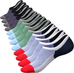 No Show Sock Low Cut Ankle Short Socks for Men Basic Casual Anti-skid Cotton Socks with Non Slip Grips