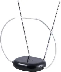 Philips Rabbit Ears Indoor TV Antenna, Dipoles and Circular Loop, Tabletop Antenna, Digital, Smart TV Compatible, HDTV A