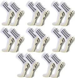 8 Pack Men's Soccer Socks Anti Slip Non-Slip Grip Pads Socks for Football Sports