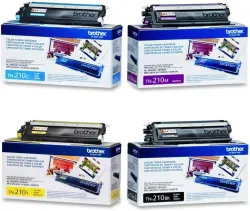 Brother Toner Cartridge Set, 4-Pack, Black, Cyan, Magenta, and Yellow (TN-210)